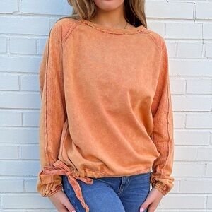 EUC🧡Oli & Hali Mineral Washed Side Tie Sweatshirt Small Rust